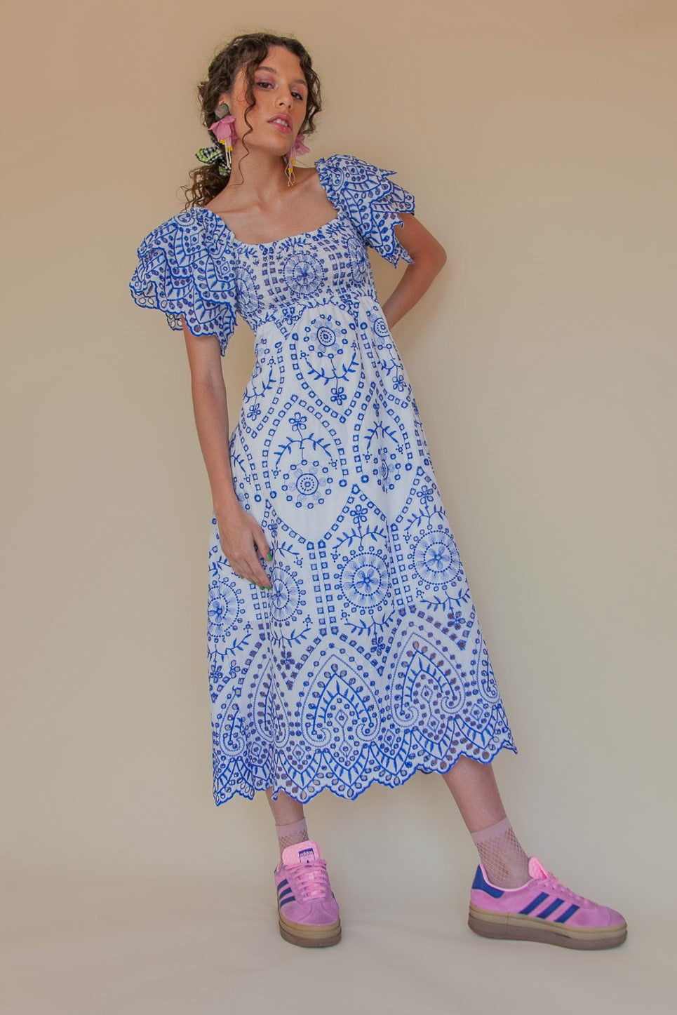 CUT-OUT BRODERIE DRESS