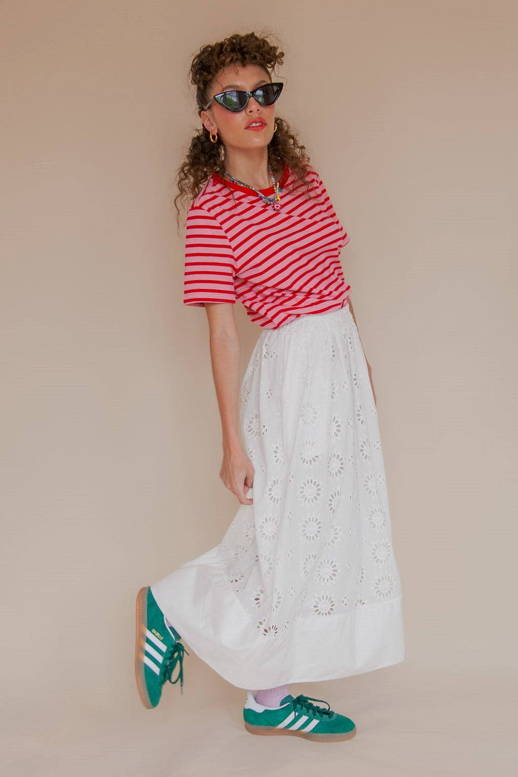 WHITE BRODERIE SKIRT