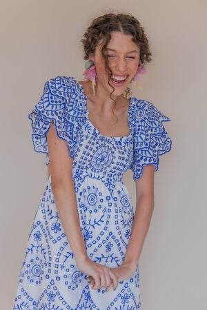 CUT-OUT BRODERIE DRESS