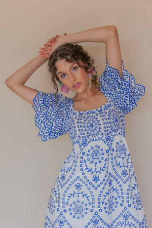 CUT-OUT BRODERIE DRESS