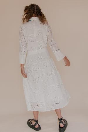 WHITE BRODERIE SHIRT DRESS