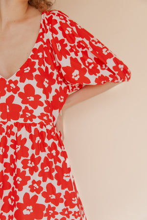 POPPY PUFF-SLEEVE DRESS