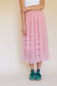 RUFFLE TULLE SKIRT - PINK