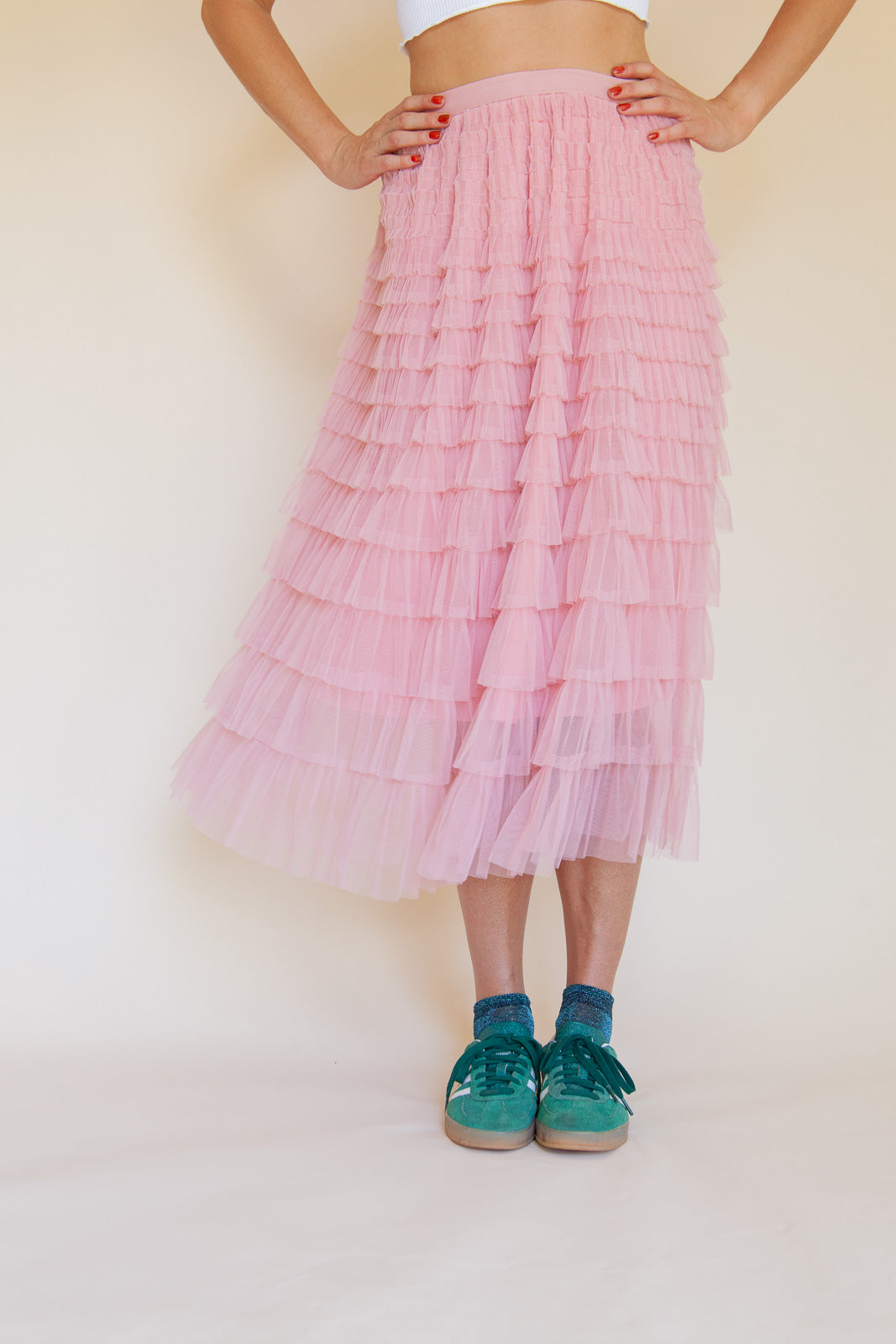 RUFFLE TULLE SKIRT - PINK