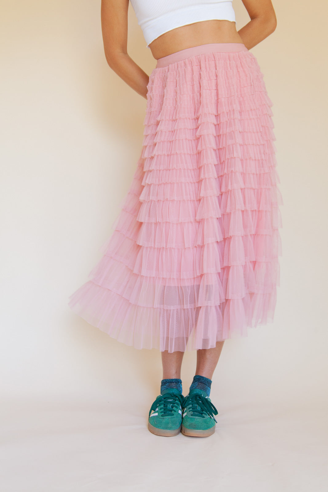 RUFFLE TULLE SKIRT - PINK