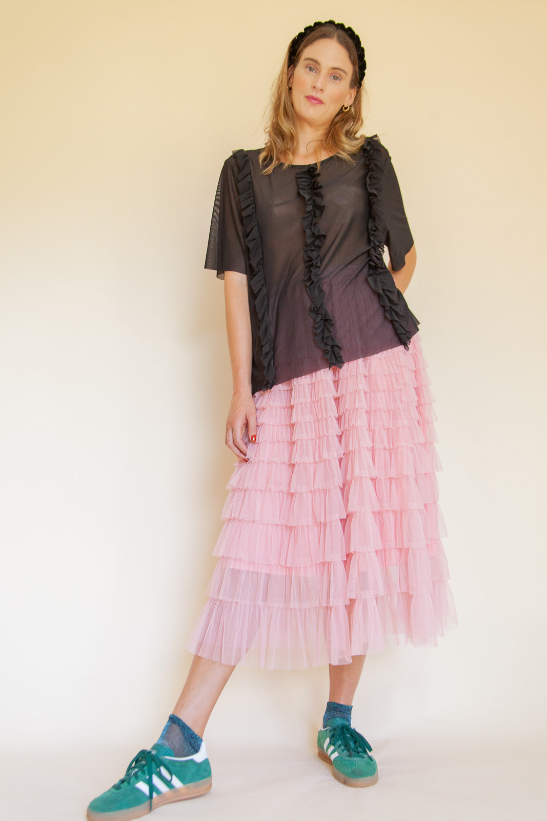 RUFFLE TULLE SKIRT - PINK