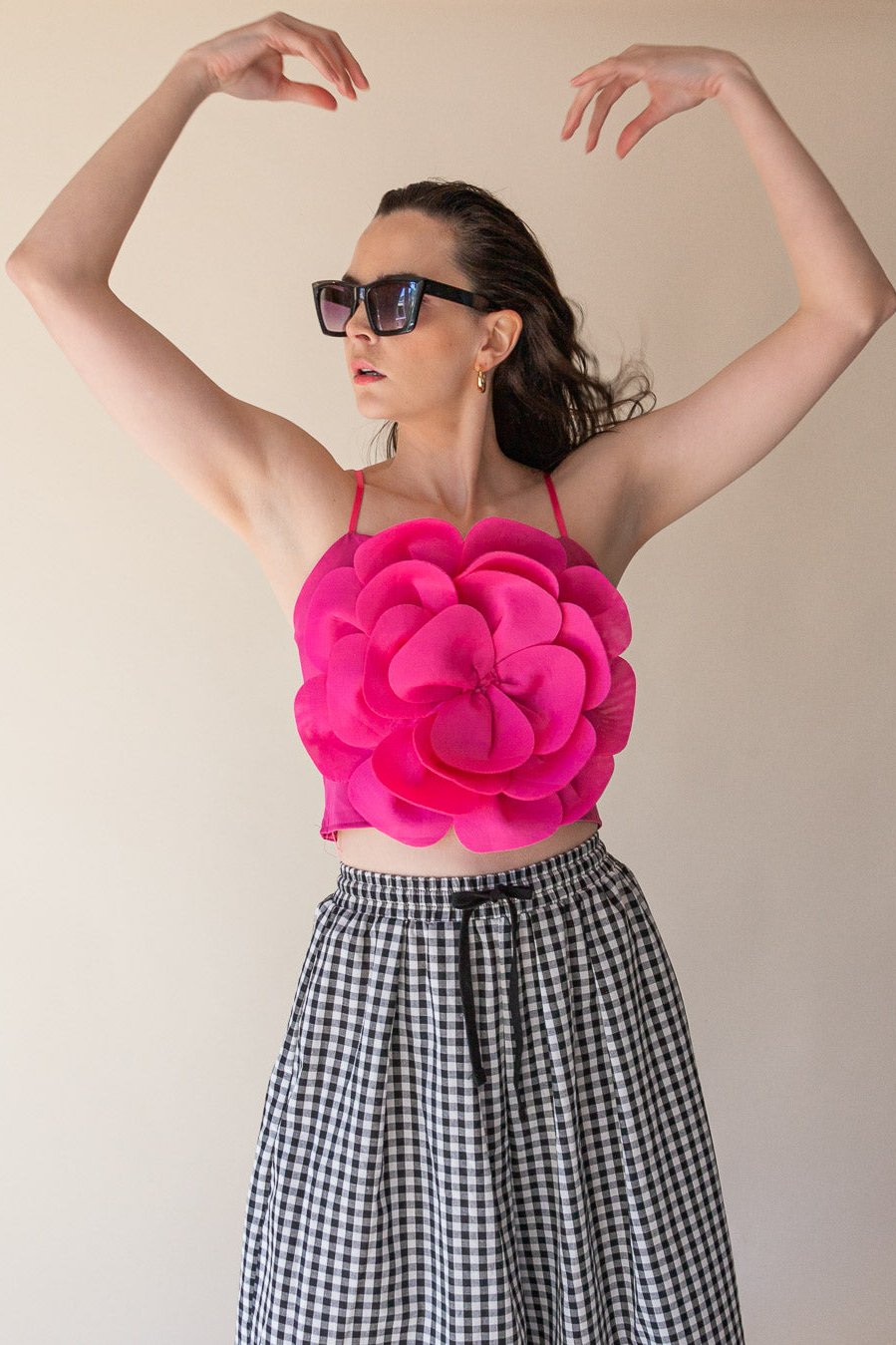 3D ROSE TOP - CERISE