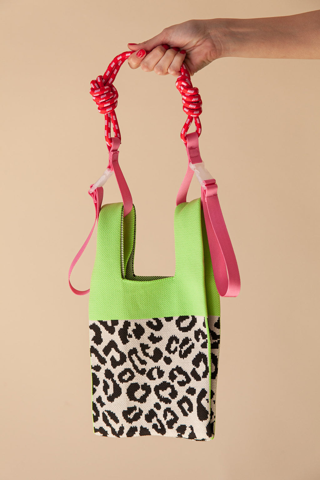 MINI KNIT TOTE - LIME LEO