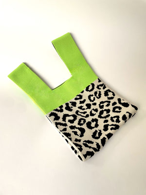 MINI KNIT TOTE - LIME LEO