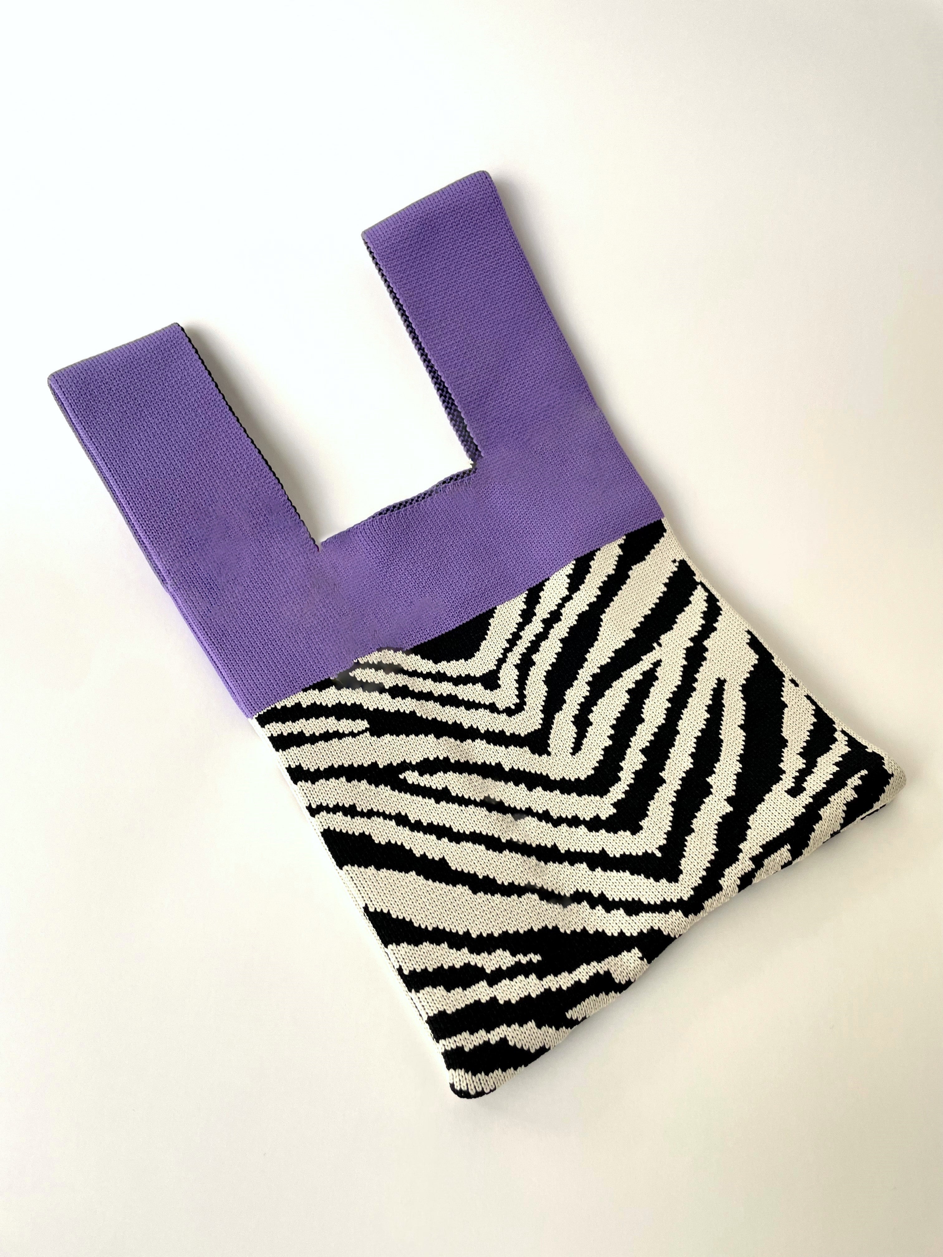 MINI KNIT TOTE - PURPLE ZEBRA