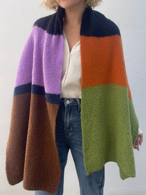 COLOURBLOCK SCARF - RUST/GREEN