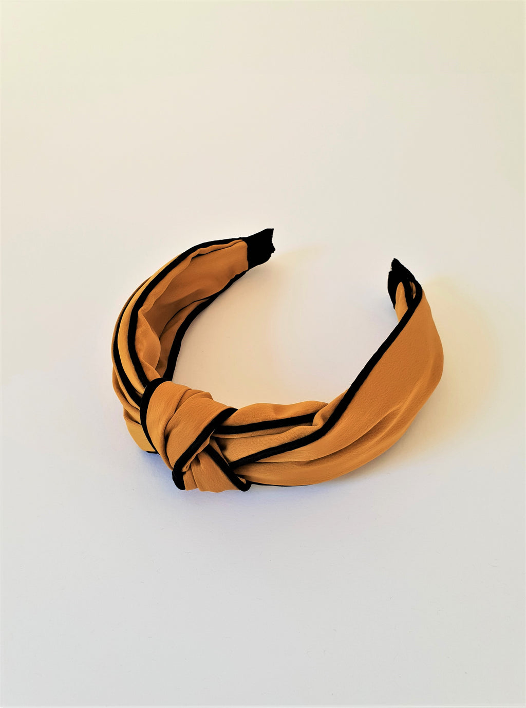 SATIN KNOT ALICE BAND - MUSTARD