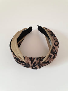 ANIMAL PRINT AND NATURAL KNOT ALICE BAND