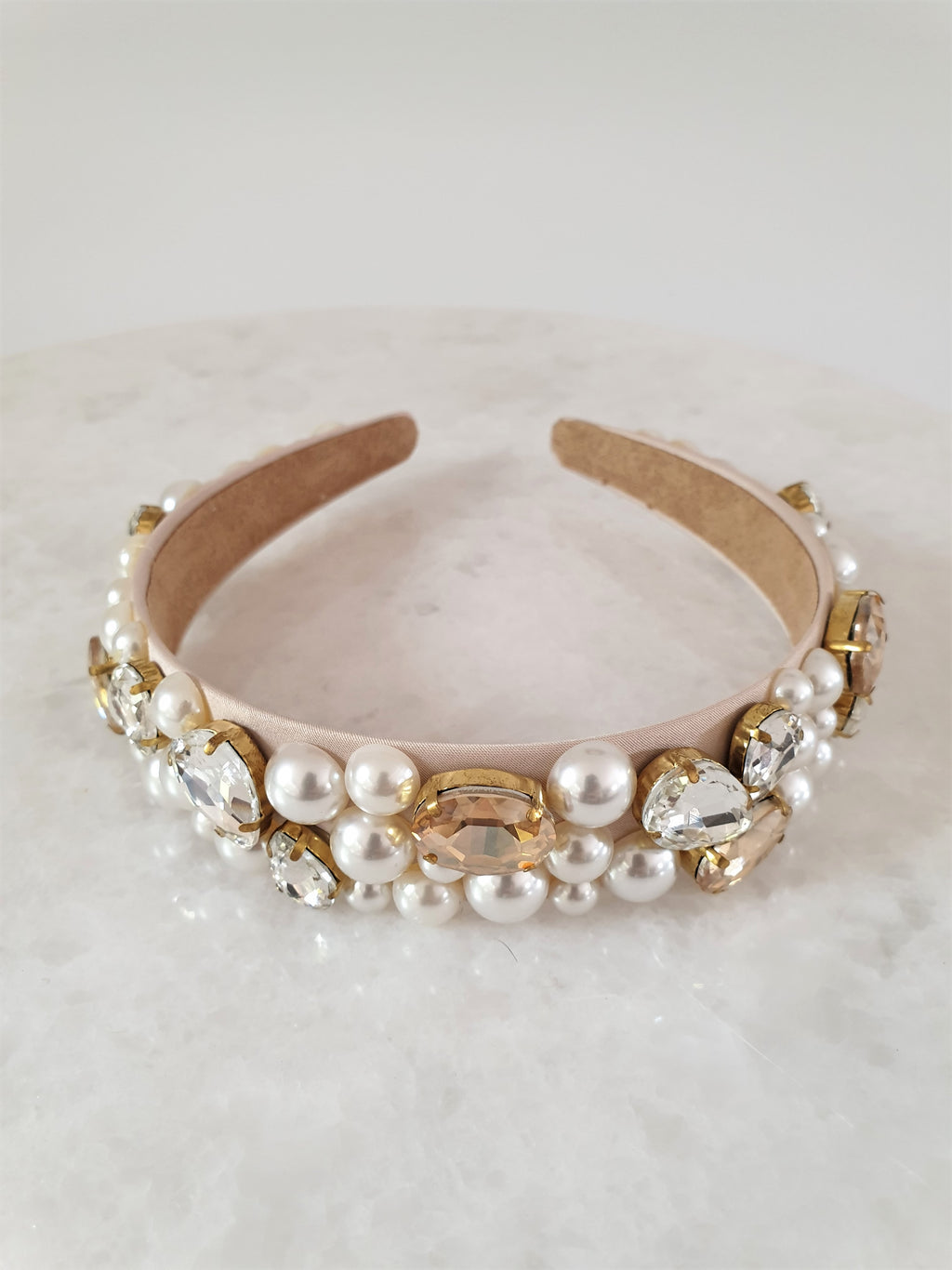 THE BLUSH OVER-SIZED PEARL AND CRYSTAL BAND