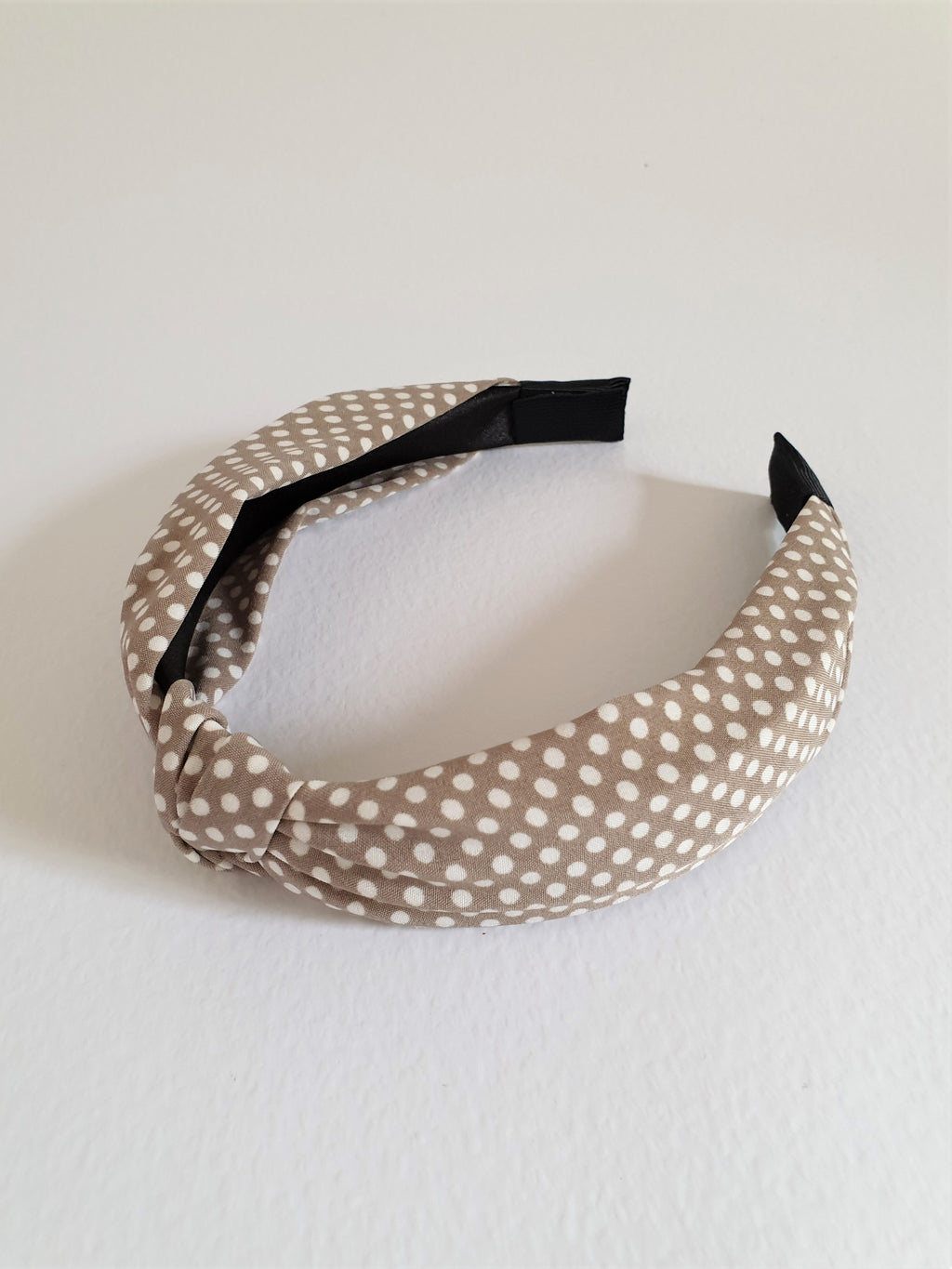 MINI POLKA-DOT KNOT BAND - MOCHA